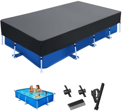 Dailygoods- Zwembadafdekking rechthoekig - Afdekzeil 300x205 - Duurzaam Oxford-stof - Regenbestendig - Stofdicht - Inclusief klittenband - Zwembadhoes