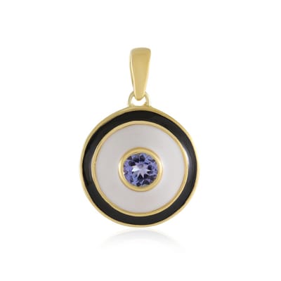 Cavill - Zilveren hanger 925 Sterling Verguld - Ronde Tanzaniet 0 414 ct Paars - Elegante Moderne Luxe Sieraad 28x19 mm