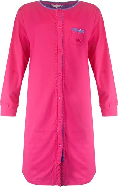 Tenderness Dames Nachthemd - Doorknoop - Donker Roze - Maat S