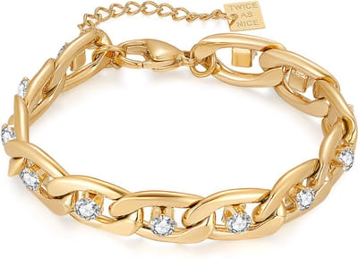 Twice As Nice Armband in goudkleurig edelstaal, gourmet, 12 kristallen 15cm+3cm