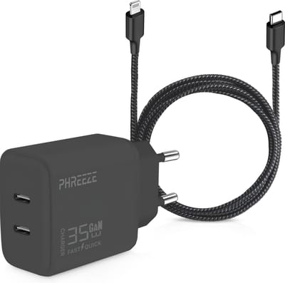 Usb C snellader 2 poorten + Oplader kabel geschikt voor iPhone 14/13/12/11/X/8/7/SE - Lightning naar usb-C kabel - 2 meter