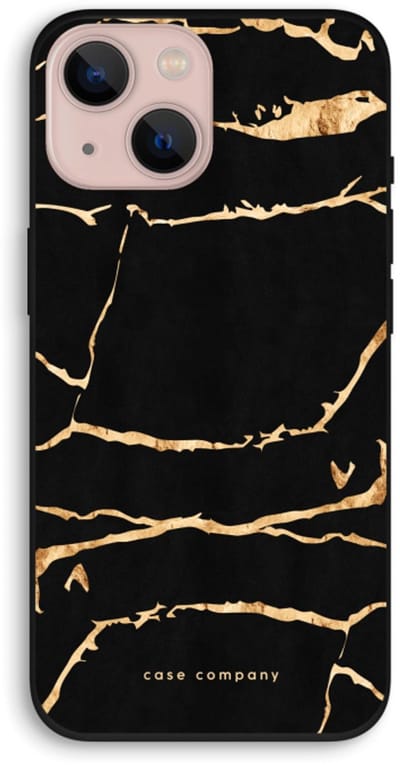 Case Company® - Hoesje geschikt voor iPhone 13 hoesje - Gouden marmer - Biologisch Afbreekbaar Telefoonhoesje - Bescherming alle Kanten en Schermrand