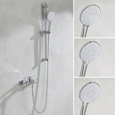 Auralum Max Badkraan - 15 cm - Waterbesparend - Inclusief doucheset - 3 Standen Handdouche - met 70 cm verstelbare Glijstang - Complete Regendouche - Chroom