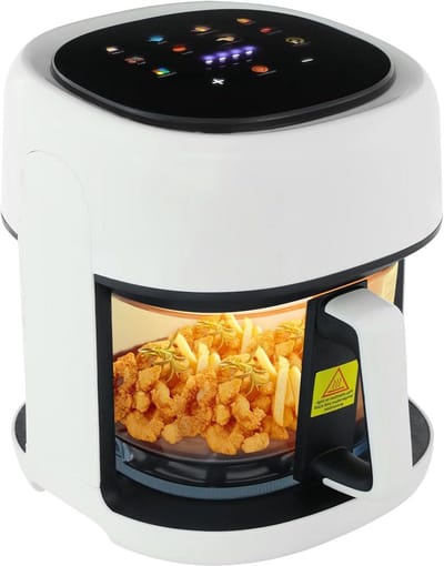 Heteluchtfriteuse - Airfryer Frituurpan - Gezond Bakken - Doorzichtig Mandje - 3.3 Liter - Wit