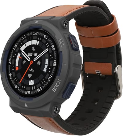 kwmobile horlogeband geschikt voor Amazfit Active Edge (A2212) / Active Edge (A2213) -Armband voor fitnesstracker van leer in bruin / zwart