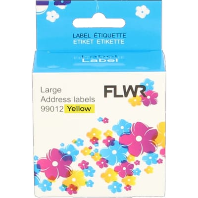 FLWR Dymo 99012 adreslabel 36 mm x 89 mm geel