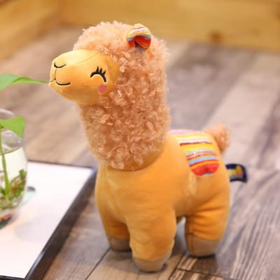 Alpaca Knuffel Gevuld Lachende Lama Pluche Dieren Slaap Pop Kawaii Grappig Schattig Gras Pluche Speelgoed Cadeau Voor Kind 25Cm Huisdecoratie 25cm beige