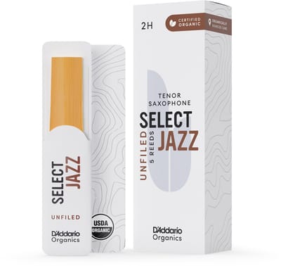 D'Addario Woodwinds Organic Sel. Jazz Filed Tenor 4 Soft, 5er-Packung - Riet voor tenor saxofoon