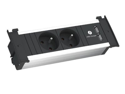 Bachmann Kapsa inbouw stopcontact met 2 USB laders - Zwart (BE aarding)