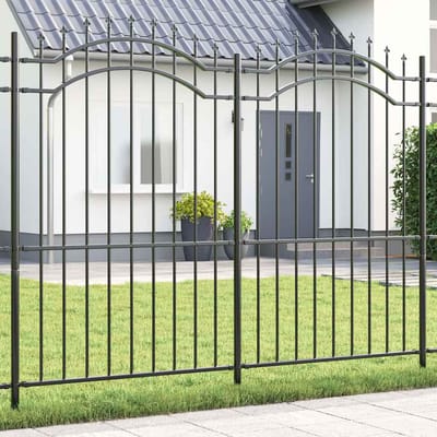 vidaXL - Tuinhek - WOERDEN - 240 - x - 215 - cm - Poedercoated - staal - Grijs