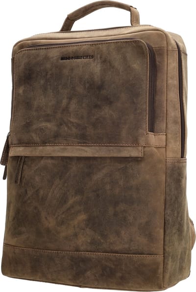 Hide & Stitches Idaho Rugzak Laptoptas 15,6 inch Premium Leder Business - Leren Dames Tas - Donkerbruin