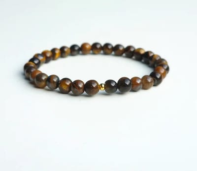 Kralenarmband natuursteen - Tijgeroog - Bruin Edelsteen - 6mm - Waterproof - The Jewellery Salon - Goudkleurig