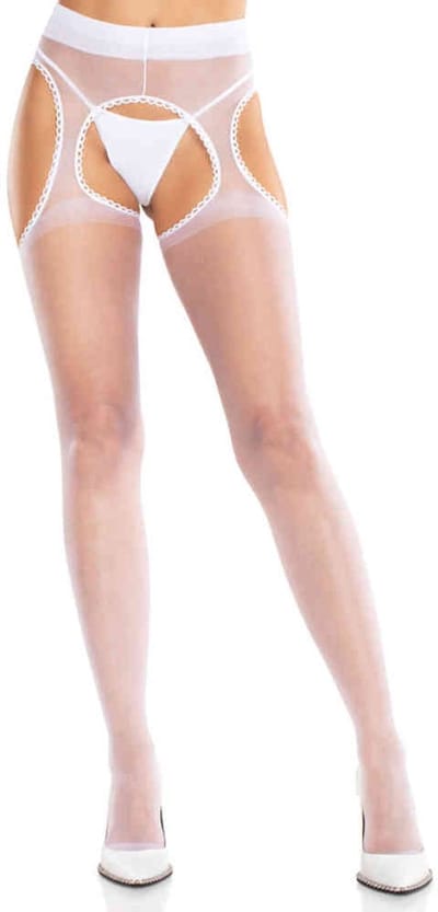 Leg Avenue - Elastane Sheer Kousen en jarretelgordel set - Wit