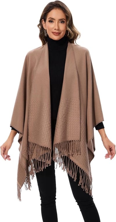 Elegante Dames Poncho voor de Winter - Warm Gebreid Dekentje, Cape en Sjaal - Perfect Cadeau voor Verjaardag en Kerst