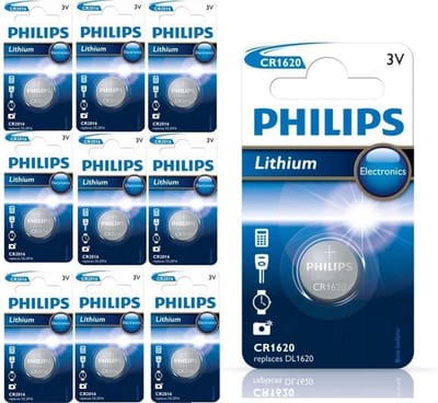 10 Stuks - Philips CR1620 3v lithium knoopcelbatterij