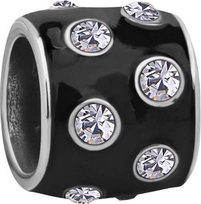 Quiges - 925 - Zilveren - Bedels -Sterling zilver - Beads - Emaille Zwart Kraal Charm - Geschikt – voor - alle bekende merken - Armband Z227