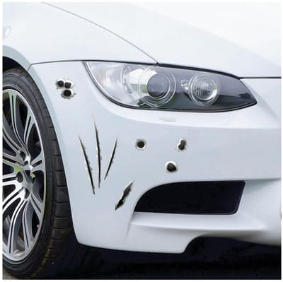 Cosensi- Autostickers 3D-bullet hole - Verwijderbare waterdichte sticker - Zelfklevende tape - Decoratie voor auto - Afmetingen 21 x 30 cm - Zwart - Autodecoratie