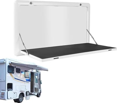 Opvouwbare wandtafel - Inklapbaar bureau - Camper keuken - Ruimtebesparend ontwerp - 80 x 45 cm - Wit