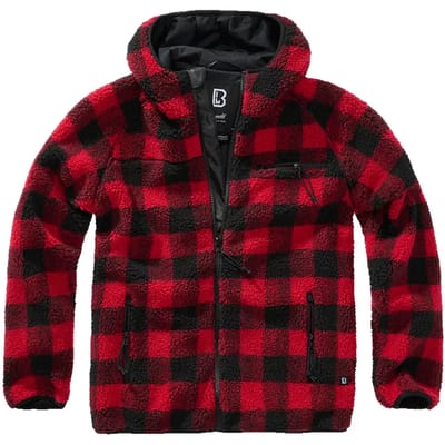 Brandit Teddy Fleece Jacke Tussenseizoensjas rood-zwart S - Polyester - Basics