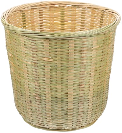 Rieten Prullenbak - Opbergmand Organizer - Ruimte Opruimen - Bamboe Geweven - 20cm Diameter - Natuurlijk