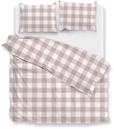 Zohome Dekbedovertrek Quattro-di-Lino - Bedlinnen met Ruiten - 200x220 - Roze - Dekbedhoes van 100% Katoen