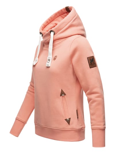 Navahoo Dames Hoodie Namikaa – Warme Trui met Hoge Kraag & Kunstleren Details