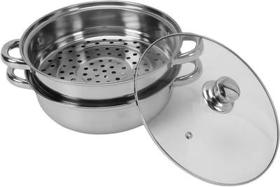 Roestvrijstalen Stoompot - Stoompan met Deksel - Gezond Koken - Energie-efficiënte Verwarming - 27.5 x 18.5 cm - Zilver