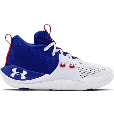 Under Armour GS Embiid 1 Kids Wit/Blauw Basketbalschoenen