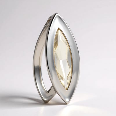 Cavill - Zilveren Hanger - 925 Sterling Zilver - Witte Kwarts 1,9 ct Marquise Slijpsel - Modern Elegant Design - MONOSONO COLLECTION