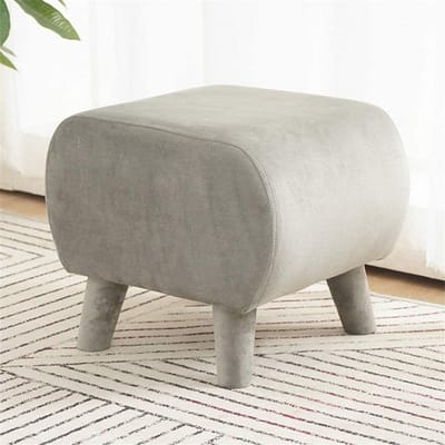 Voetenbank Kruk - Poef Zetel - Ontspanning Thuis - Stevige Houten Poten - 40x33x33cm - Blauw