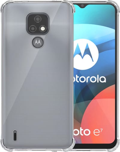 Telefoonhoesje Geschikt voor Motorola Moto E7 Transparant - Shockproof TPU Siliconen Case met Stootrand Doorzichtig - Smartphonica geschikt voor Motorola Moto E7