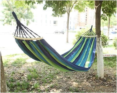 Canvas Hangmat - Schommelbed - Buiten Ontspannen - Hoge Gewichtscapaciteit - 200x100cm - Blauw