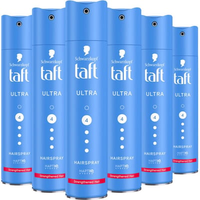 Taft - Ultra Strong Hairspray - Haarstyling - Haarspray - Sterke Fixatie - Alle Haartypes - Voordeelverpakking - 6x 250 ml