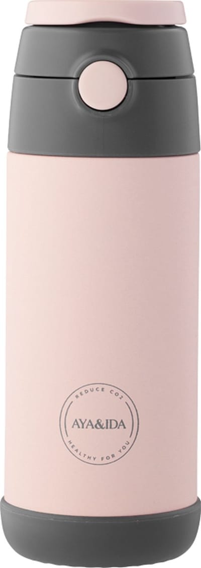 AYA & IDA - Drinking Bottle - Thermosfles - Waterfles - KIDS straw - 350ml - SOFT ROSE