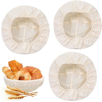 Dailygoods- Bakkerslinnen 3 Stuks - Linnen Inzetstukken - Rijsmanden - Gistingsmand - Katoen - Diameter 24 cm - Deegdoek