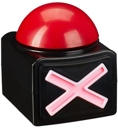 Doodadeals® Quiz Buzzer met Licht & Geluid – Kunststof Knop – Op Batterijen – 12×9,5×10,5 cm