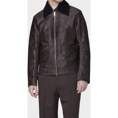 Paul Smith Slim Fit Leather Jacket Taupe Größe: L | Lederjacken Outlet | Herren | Schwarz