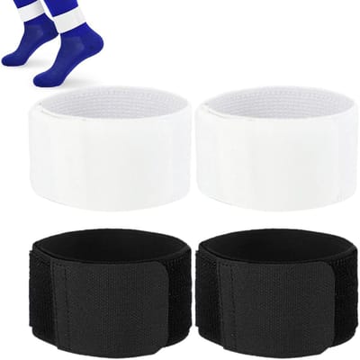 Dailygoods- Scheenbeschermerhouder Antislip - Verstelbaar - Elastisch - Duurzaam - Huidvriendelijk - 4 Stuks - Scheenbeschermers
