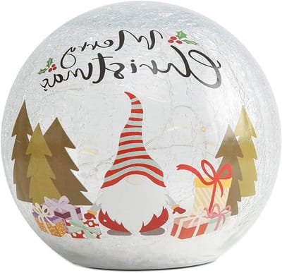 Kerst LED Bol - Decoratieve Lamp - Kerstsfeer Creëren - Cracklé Glas Design - 15 cm Diameter - Warm Wit