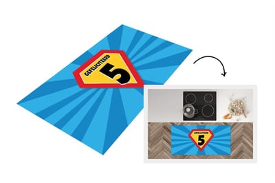 Keukenloper - Loper keuken - Verjaardag Jaar - Superheld - Blauw - 120x60 cm - Keukenloper vinyl
