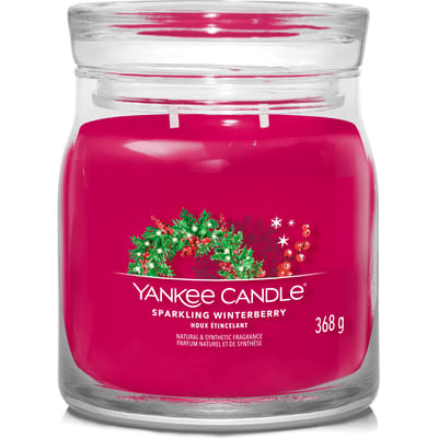 Yankee Candle - Sparkling Winterberry Medium Geurkaars - 50 branduren - 2 lonten