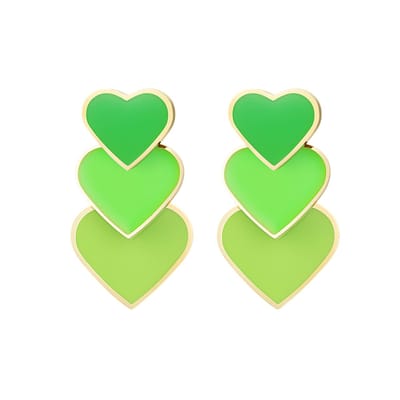 Oorbellen kleurrijke harten - Groen