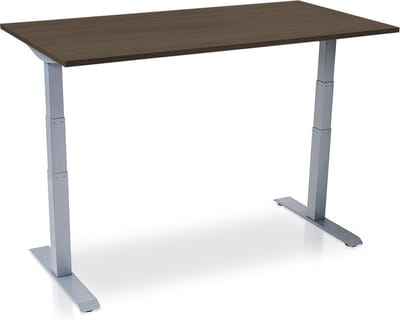 Zit-sta bureau elektrisch verstelbaar - MRC PRO NEN-EN 527 | 120 x 80 cm | frame aluminium - blad bruin eiken | Memory functie met USB | 150kg draagvermogen