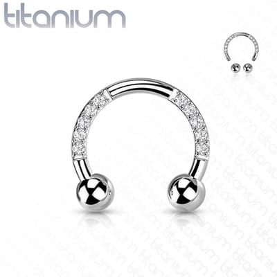 Piercing titanium horseshoe CZ steentjes 1.2x8x3 - zilver - LMPiercings