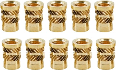 M3xL6xBoorgat4.2mm Messing Insert Persmoeren - Inzetstukken met Schroefdraad en Persflens 10 stuks