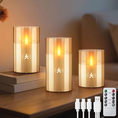 Oplaadbare LED Kaarsen met Bewegingssensor en Afstandsbediening - Vlamloze Wax Kaarsen voor Bruiloft en Feest