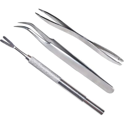 3 Stuks Huisdier Vlooienbehandeling Tekenverwijderingsgereedschap Set Roestvrij Staal Vork Pincet Clip Set voor Hond Kat zilver