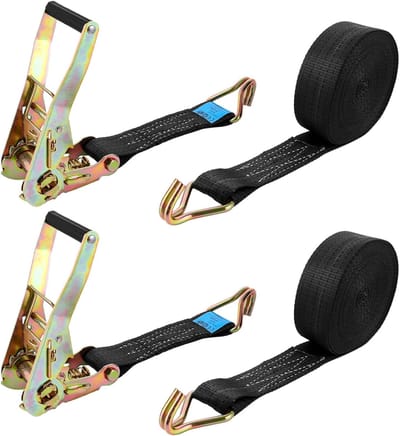 Spanbanden Met Haken Dubbele Spanbanden Met Ratel Polyester Spanbanden Aanhanger Zwart Ratelspanbanden voor Aanhanger, Auto, Bestelwagen, Motor en Boot