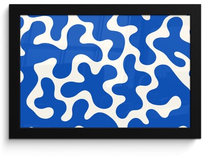 Poster in lijst - Fotolijst 30x20 cm - Posters - Vormen - Abstract - Blauw - Golven - Posterlijst zwart - Decoratie - Wanddecoratie woonkamer - Muurdecoratie slaapkamer