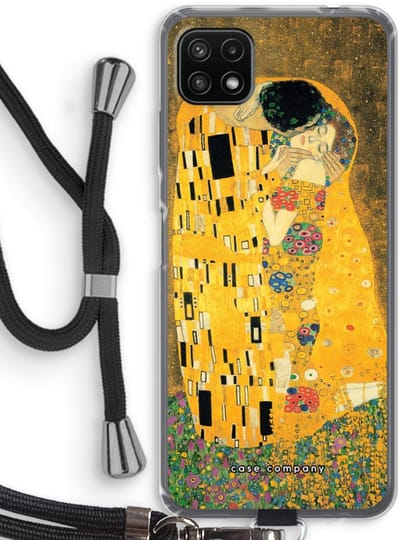 Case Company® - Hoesje met koord geschikt voor Samsung Galaxy A22 5G hoesje met Koord - Der Kuss - Telefoonhoesje met Zwart Koord - Bescherming aan alle Kanten en Over de Schermrand